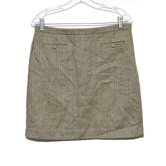 Loft Black Tan Gold Tweed Skirt 8 Lined Work Career Academia Preppy Classic Chic - Picture 1 of 7